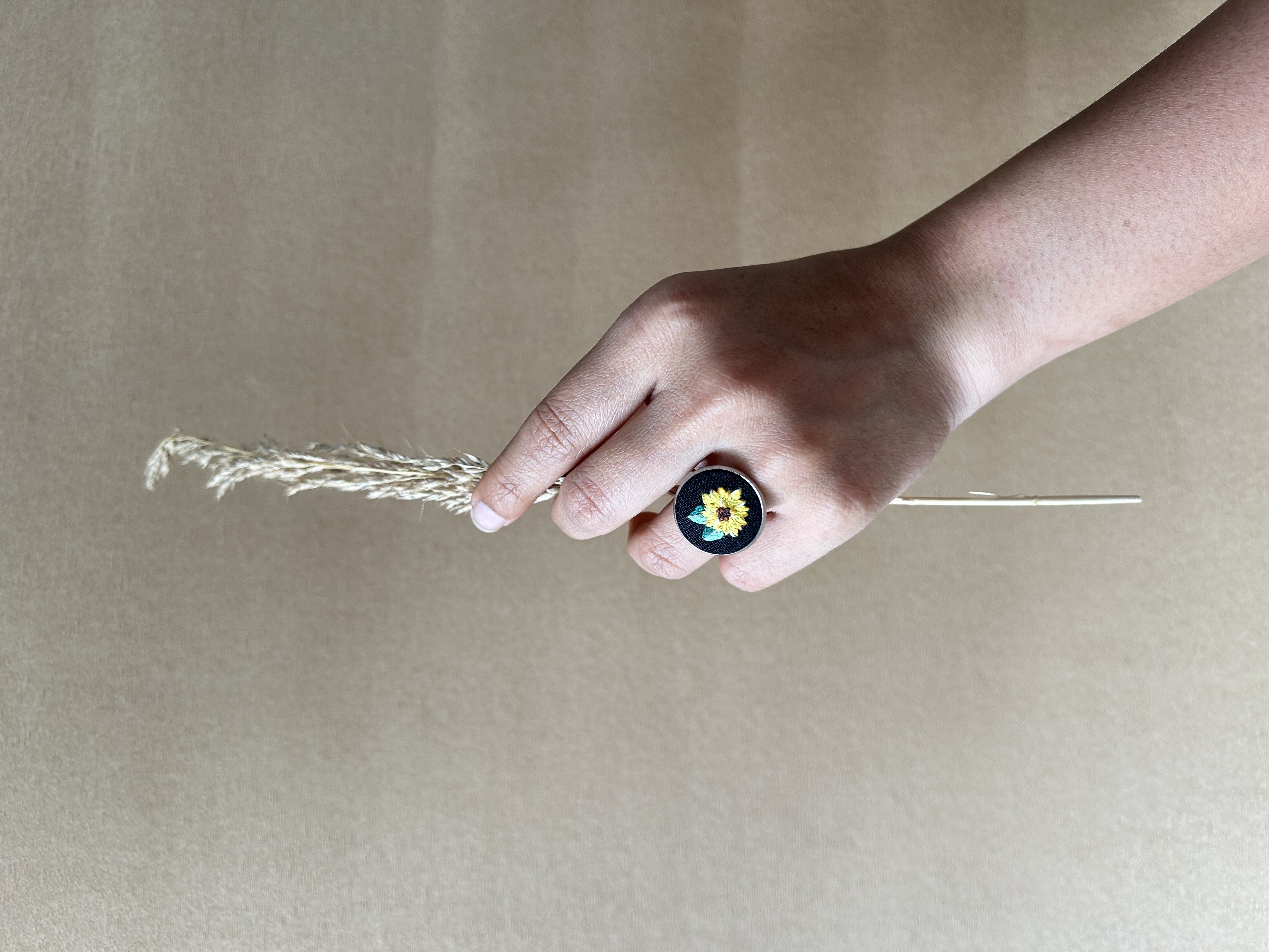 Sunflower Embroidered Ring