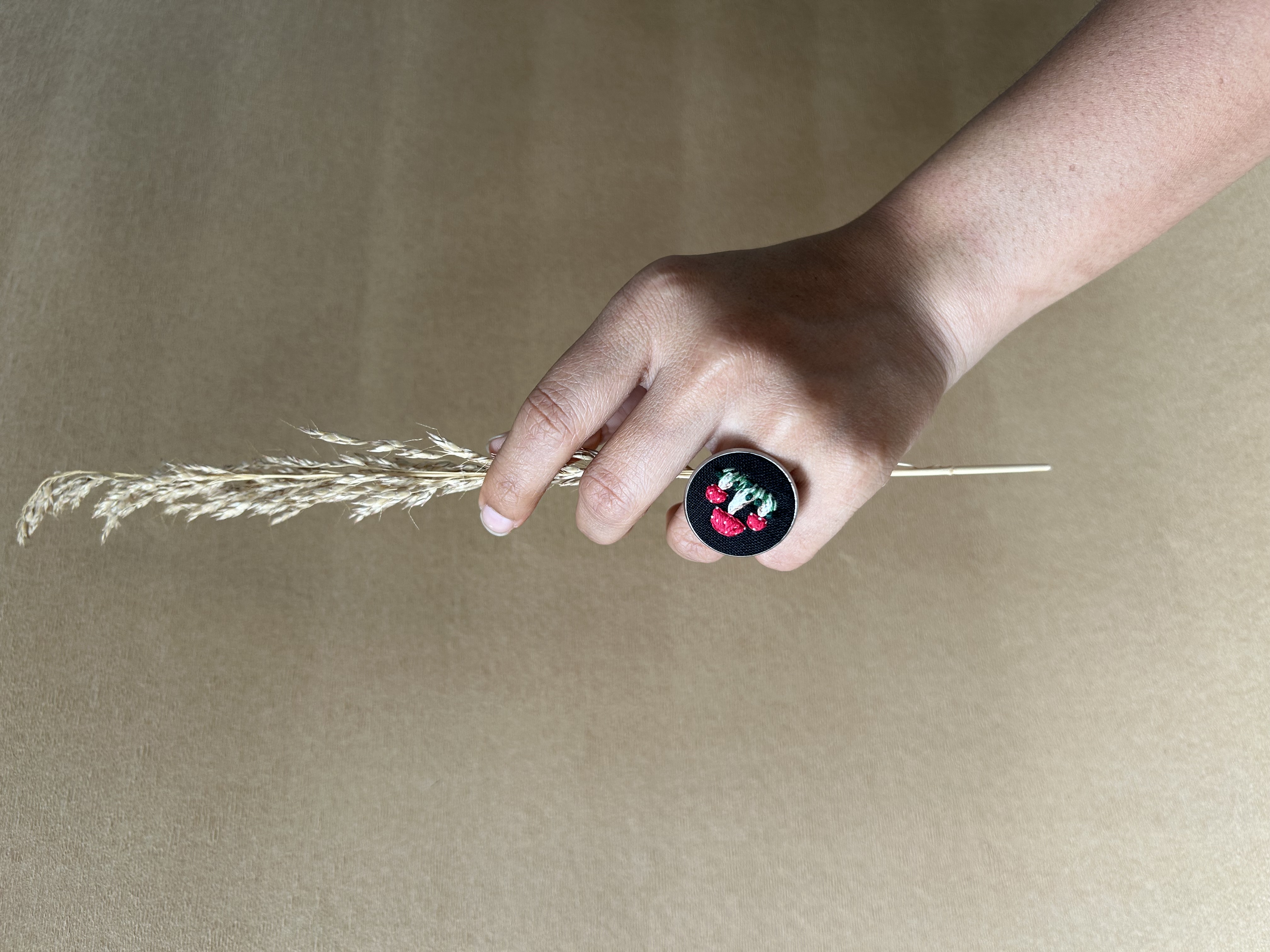 Mushroom Embroidered Ring